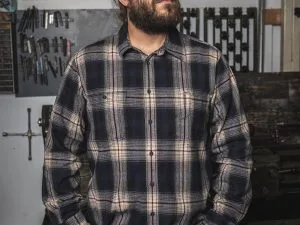 Chemise Pike Brothers 1937 Roamer Shirt Blue Beige Check Flannel
