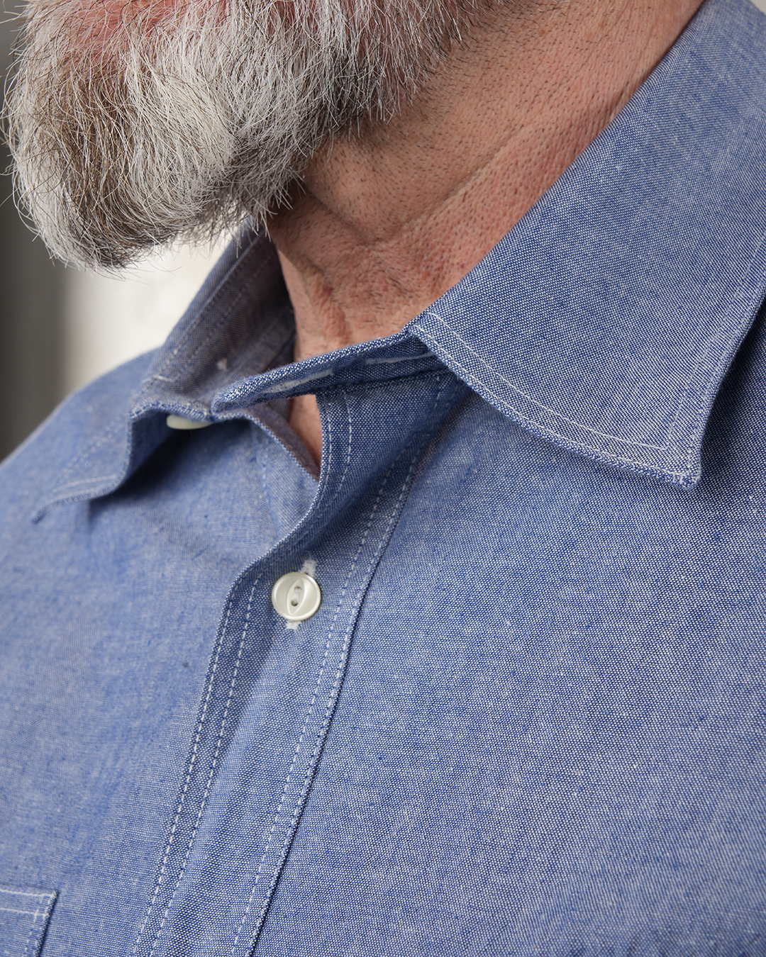 Pike Brothers 1937 Roamer Shirt Blue Chambray - du00e9tail tissu