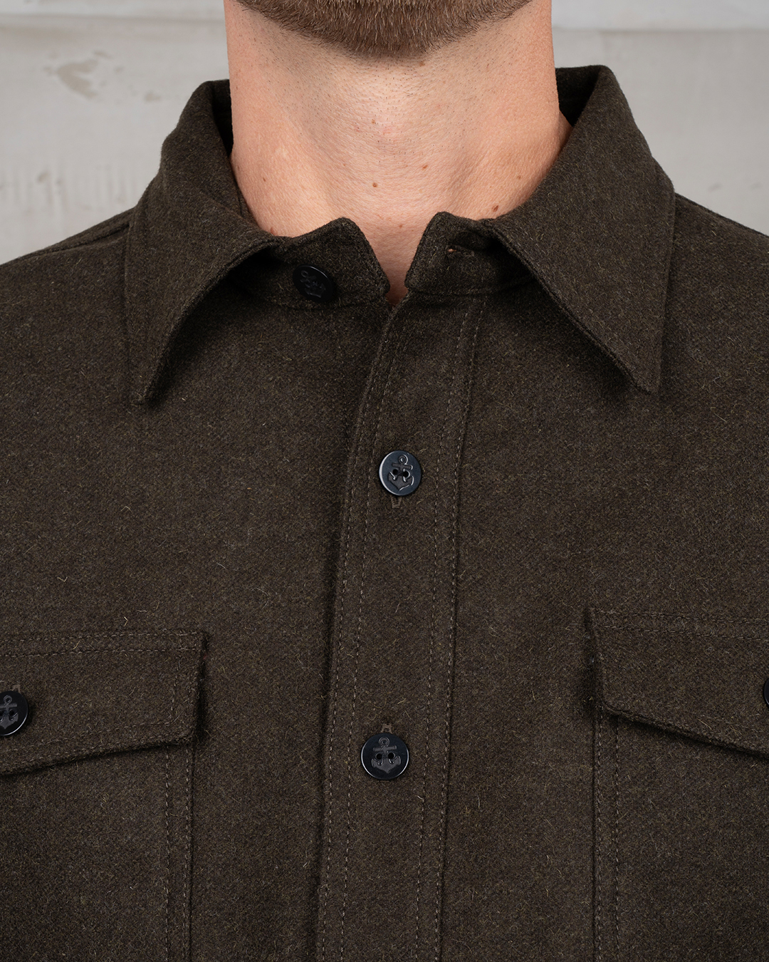 Pike Brothers 1943 CPO Shirt Olive Wool - vue dos