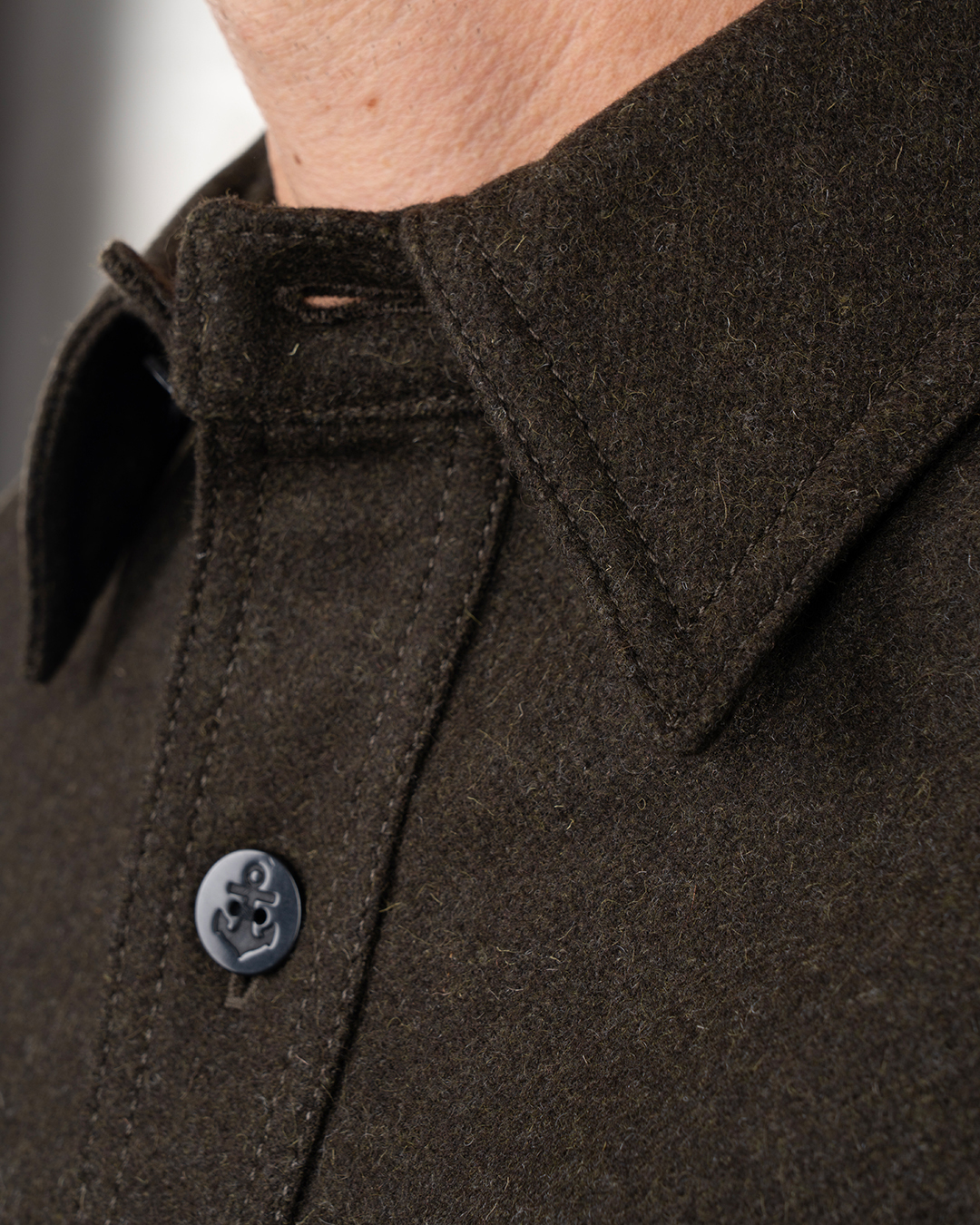 Pike Brothers 1943 CPO Shirt Olive Wool - détail tissu