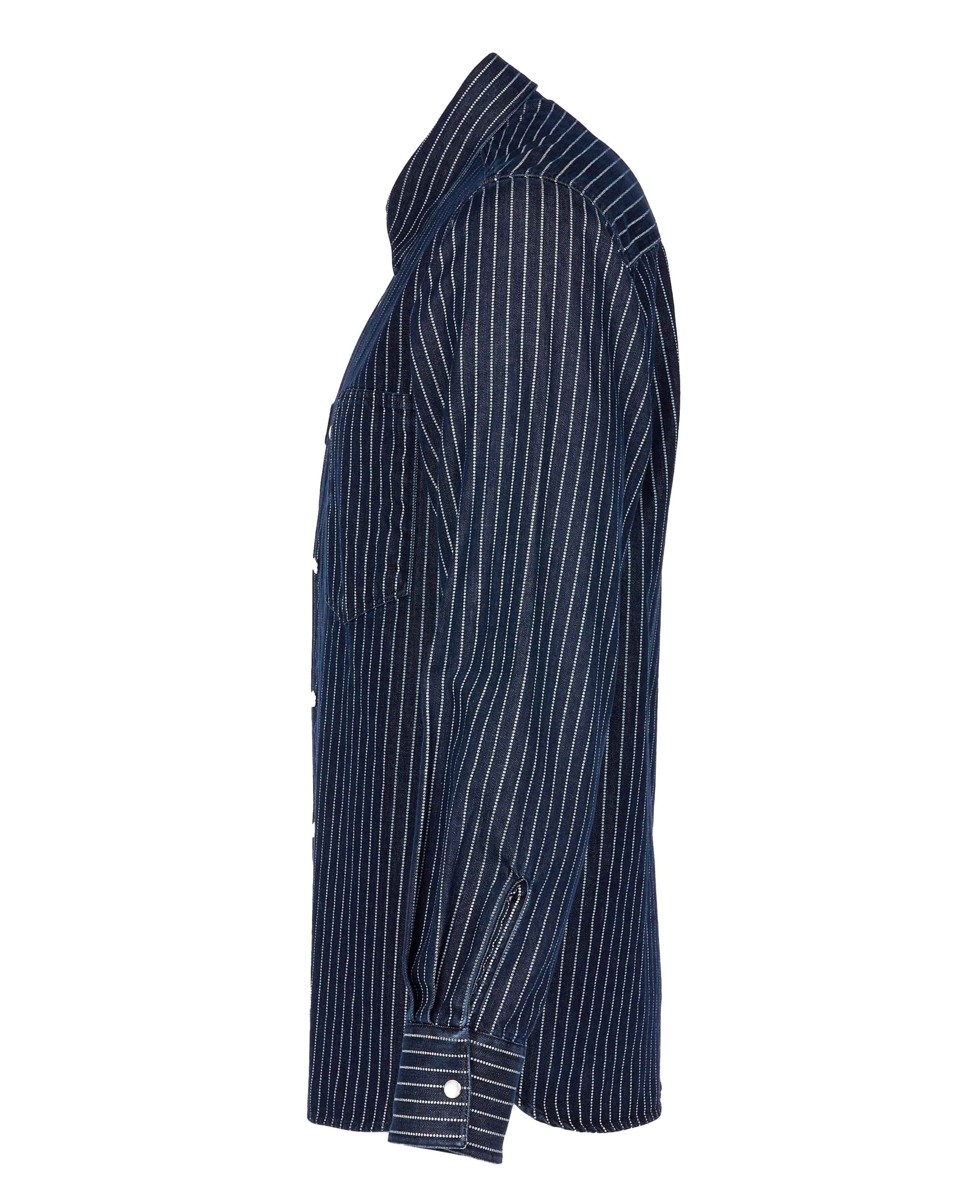 Pike Brothers 1937 Roamer Shirt Blue Wabash Denim - vue detail col
