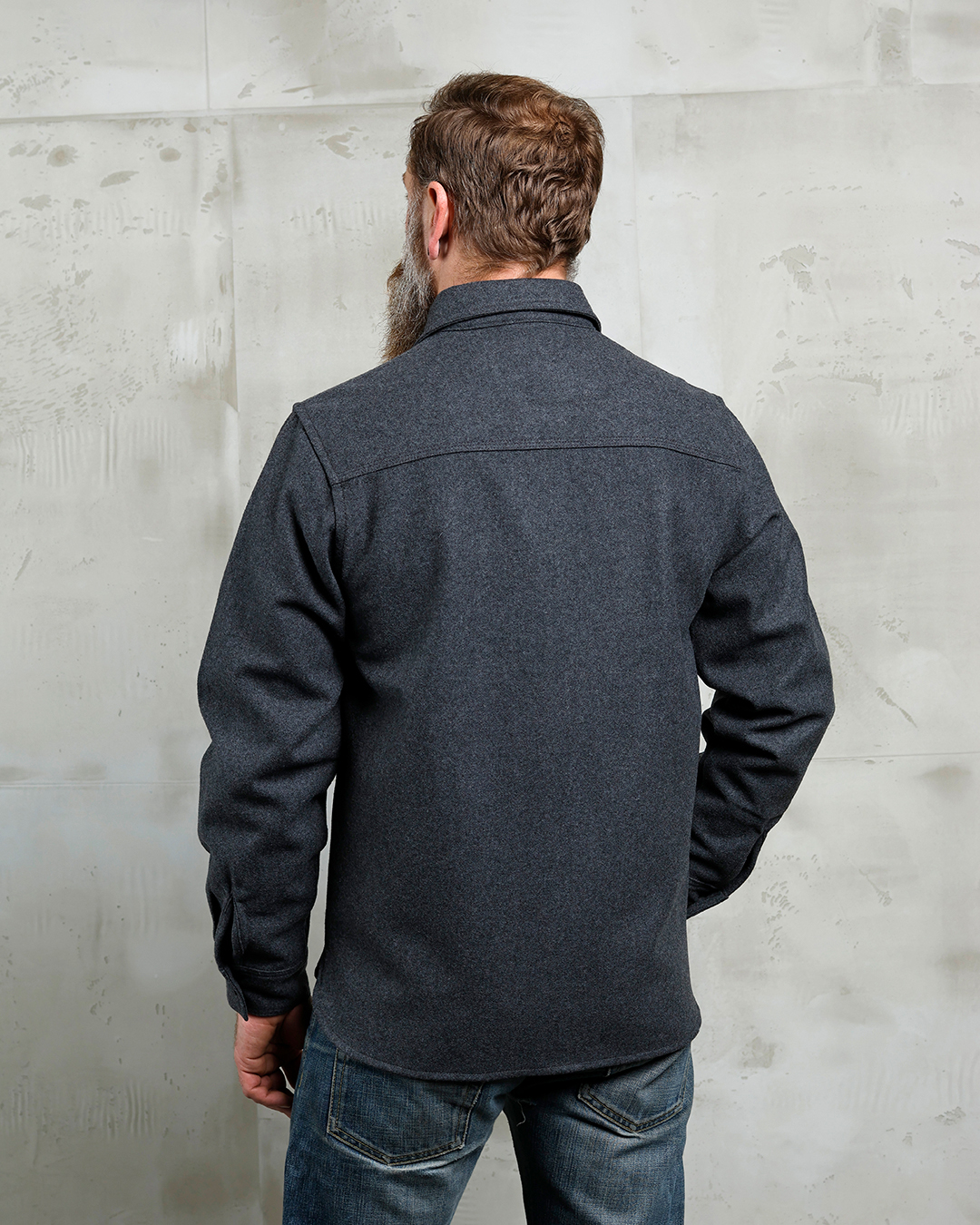 Pike Brothers 1943 CPO Shirt Grey Wool - vue dos