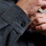 Pike Brothers 1943 CPO Shirt Grey Wool - du00e9tail boutons ancre