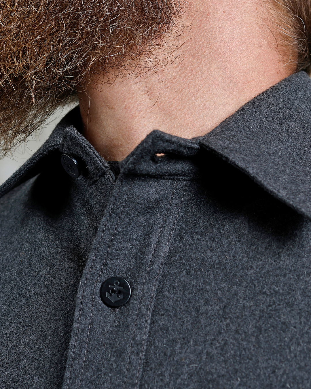 Pike Brothers 1943 CPO Shirt Grey Wool - du00e9tail col