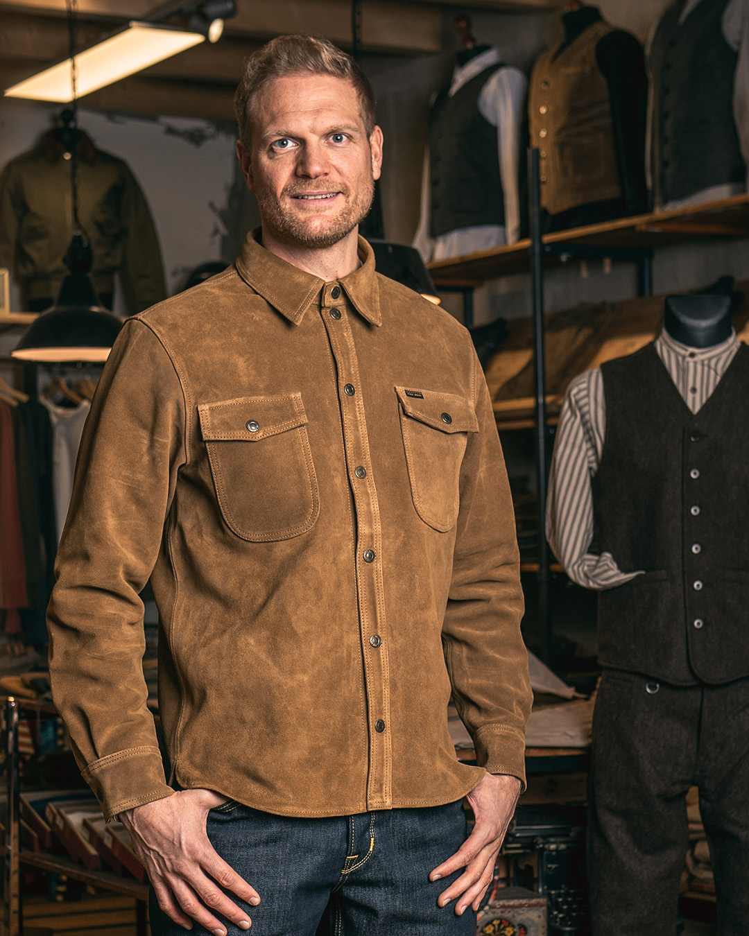 Pike Brothers 1943 CPO Shirt Mulholland Brown cuir - vue face