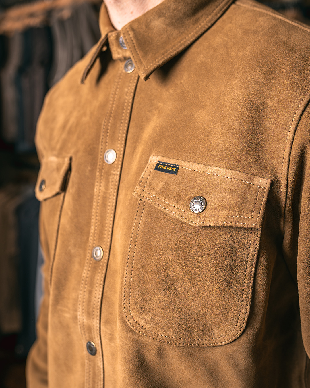 Pike Brothers 1943 CPO Shirt Mulholland Brown cuir - vue portee face