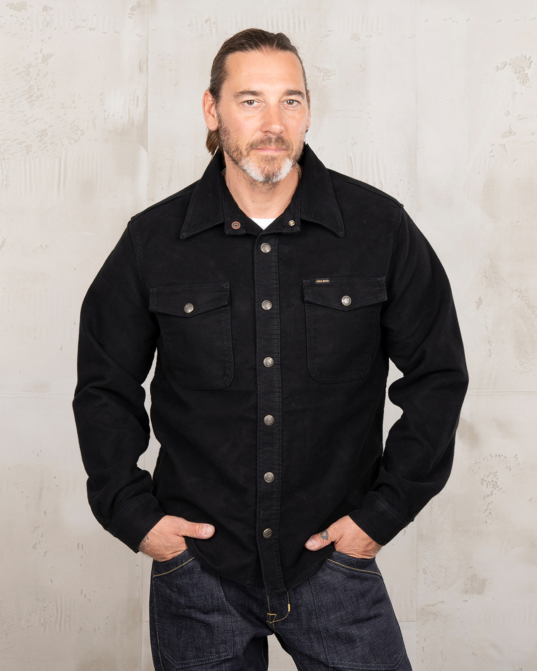 Pike Brothers 1943 CPO Shirt Moleskin Sulphur Black - vue face
