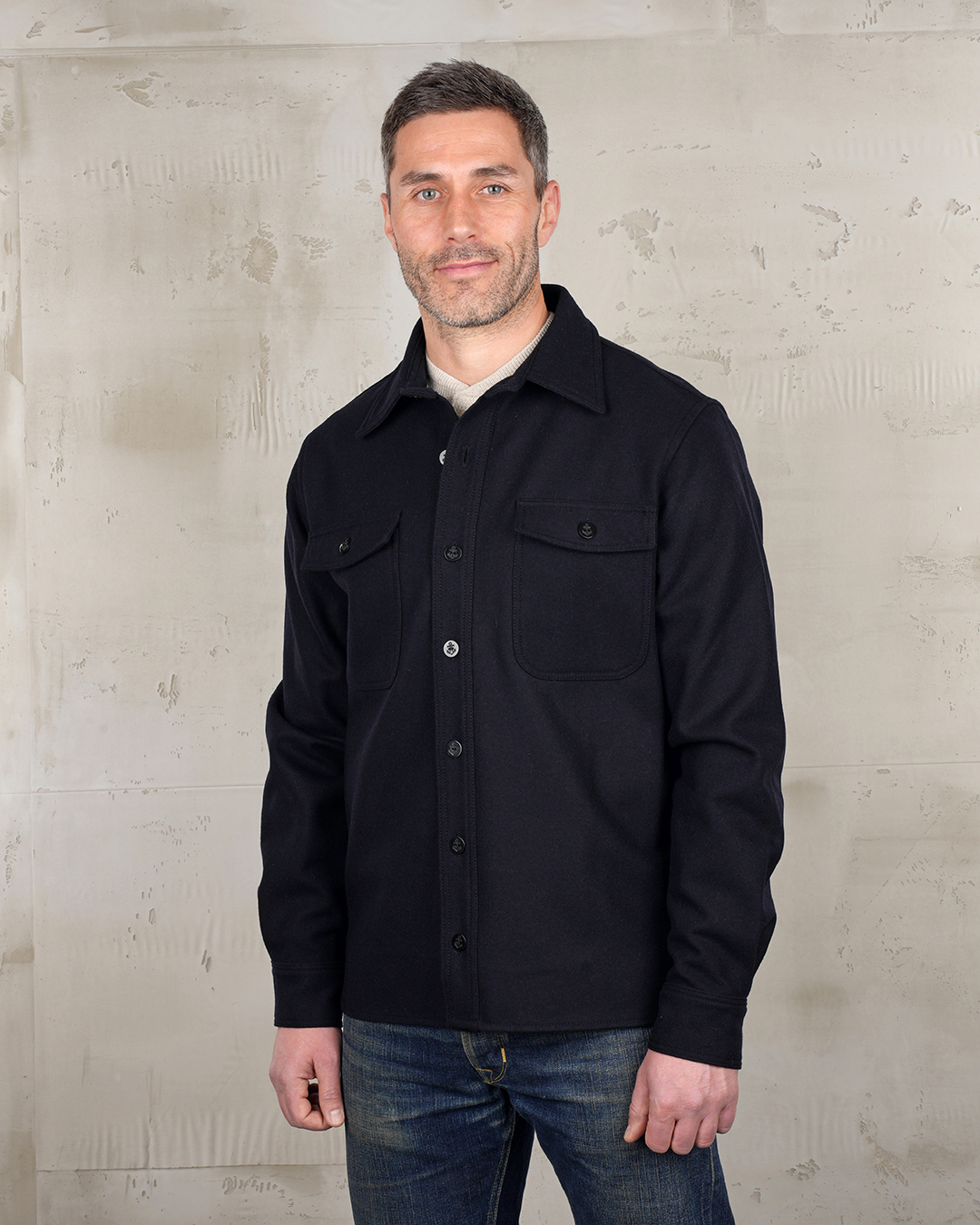 Pike Brothers 1943 CPO Shirt Navy Wool - portu00e9e