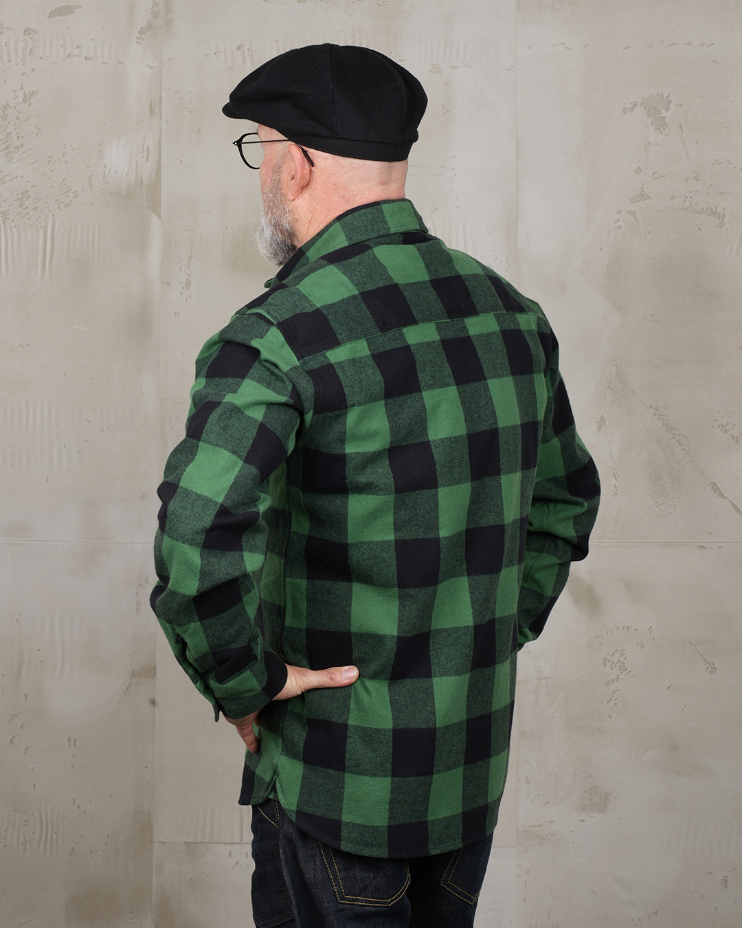 Pike Brothers 1943 CPO Shirt Buffalo Green Flannel - vue portee face