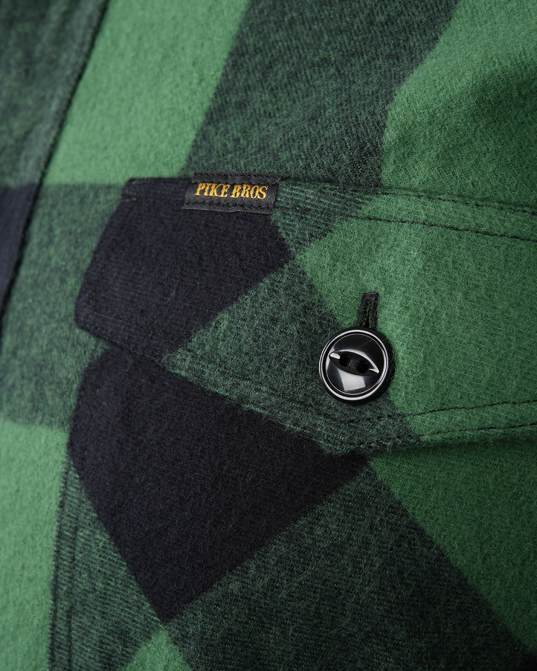 Pike Brothers 1943 CPO Shirt Buffalo Green Flannel - vue detail tissu