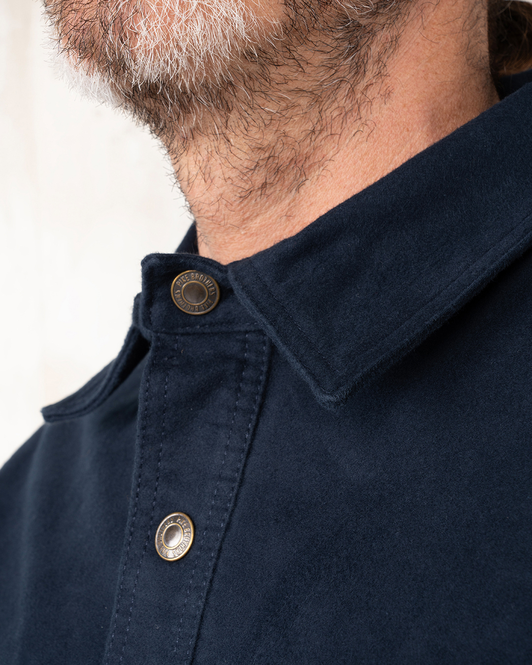 Pike Brothers 1943 CPO Shirt Moleskin Navy - du00e9tail col