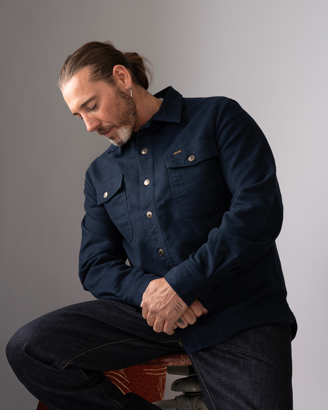 Pike Brothers 1943 CPO Shirt Moleskin Navy - du00e9tail tissu