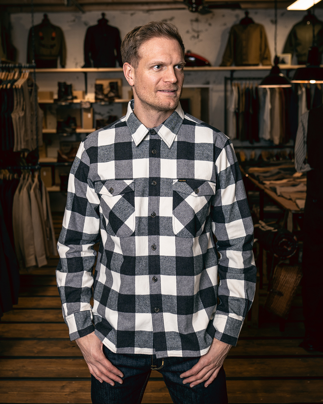 Pike Brothers 1943 CPO Shirt Buffalo White Flannel - vue face
