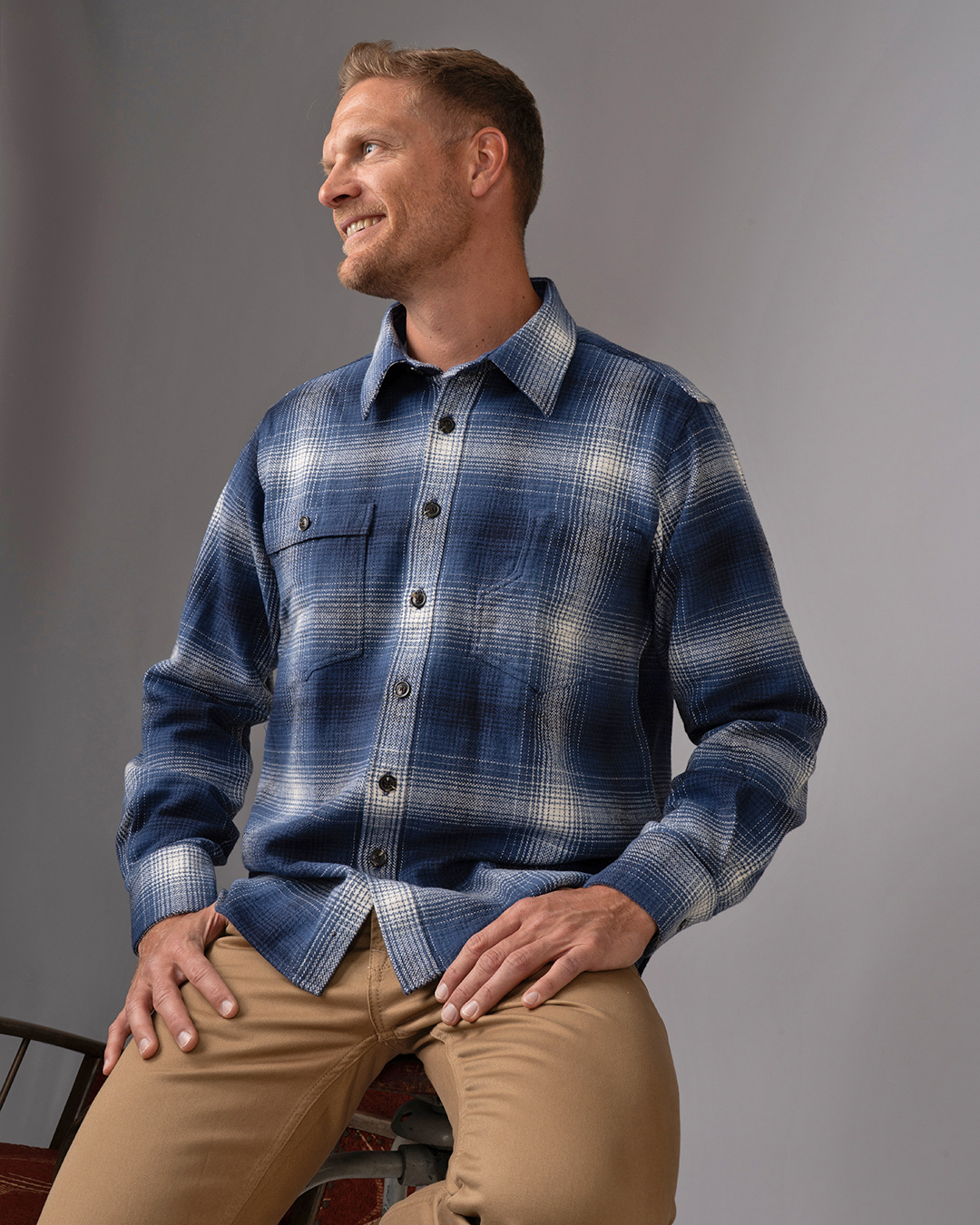Pike Brothers 1937 Roamer Shirt Livingston Blue O&E - portu00e9e