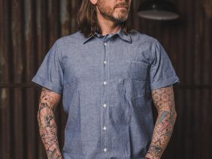 Pike Brothers 1937 Roamer Shirt Short Sleeve Blue Chambray - vue face