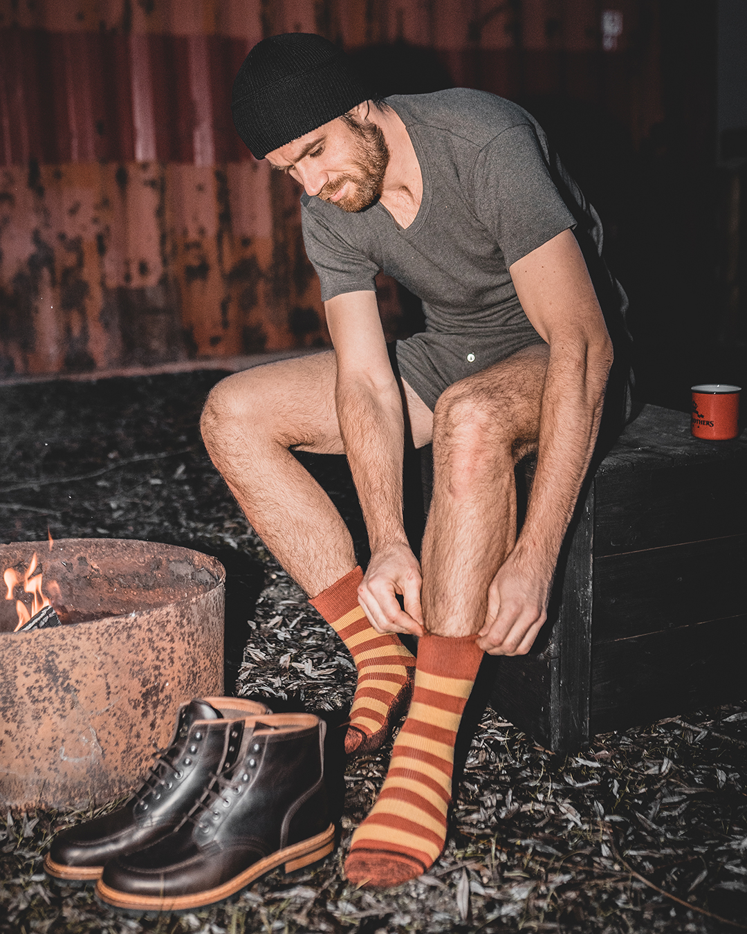 Chaussettes 1963 Utility Socks Walt Orange Pike Brothers - taille M