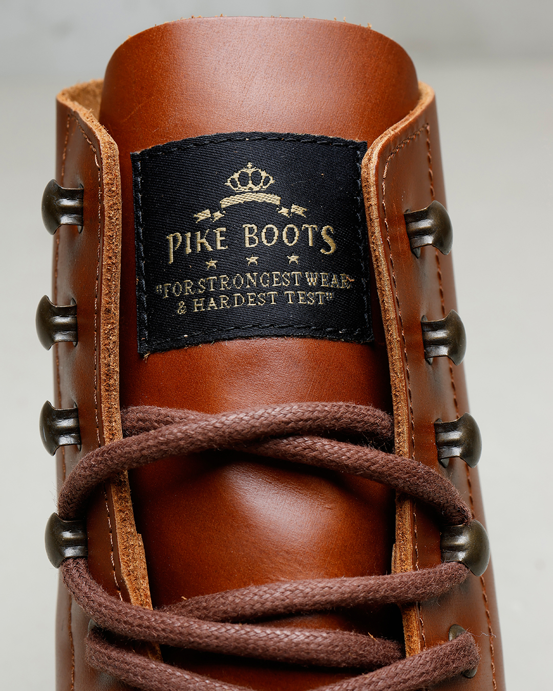 Chaussures 1966 Low Quarters Redwood Brown Pike Brothers - detail cuir