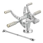 Pedali personalizzati Kustomtech per moto Harley 2000 con comandi in alluminio vintage e ottone lucidato (vista 3, Marsiglia)