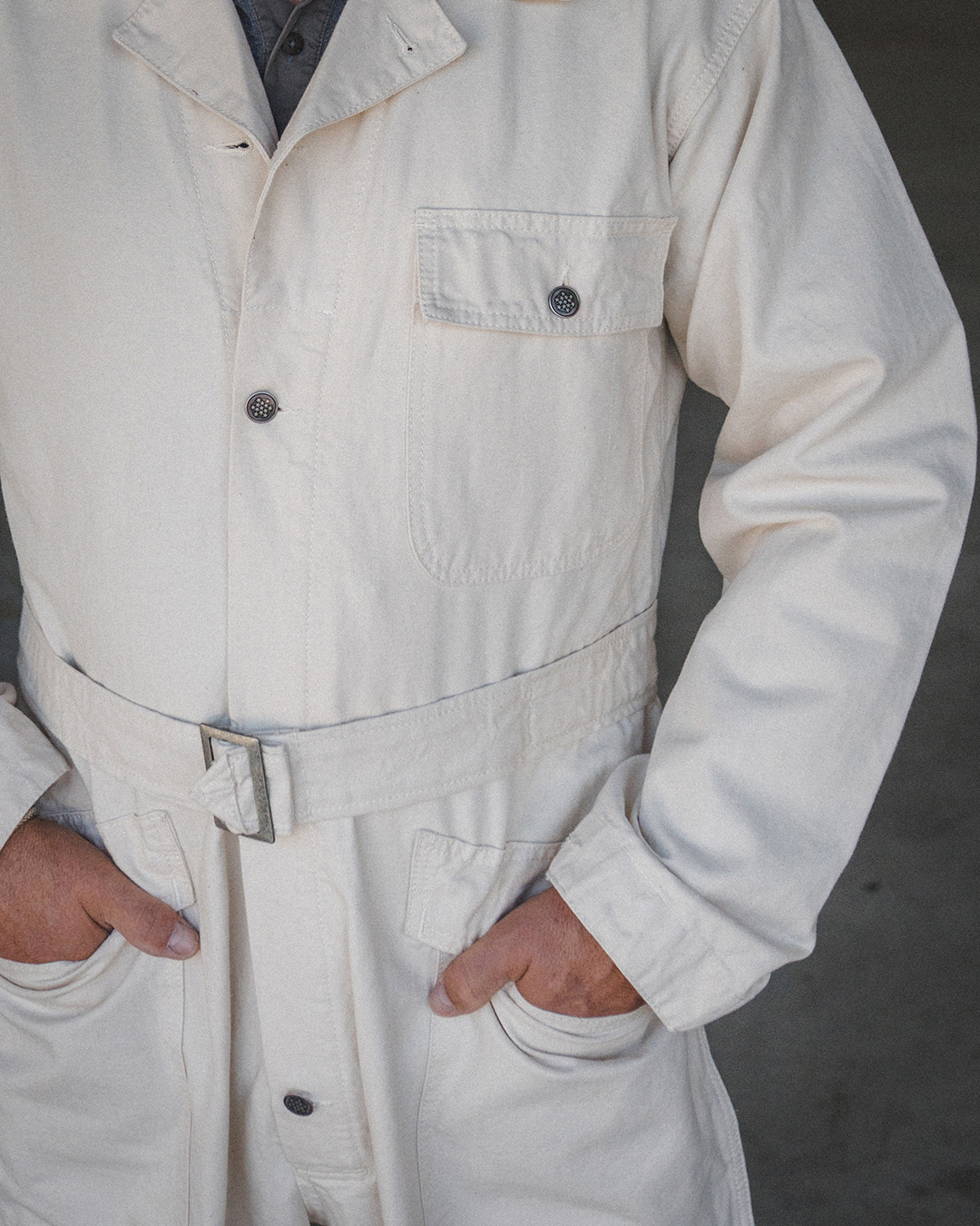 Combinaison Pike Brothers 1938 Mechanic Coverall blanc cassé vue de dos