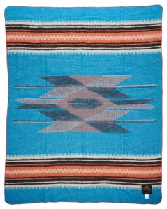 Couverture laine Pike Brothers 1969 La Mesa Blue - motifs californiens bleu