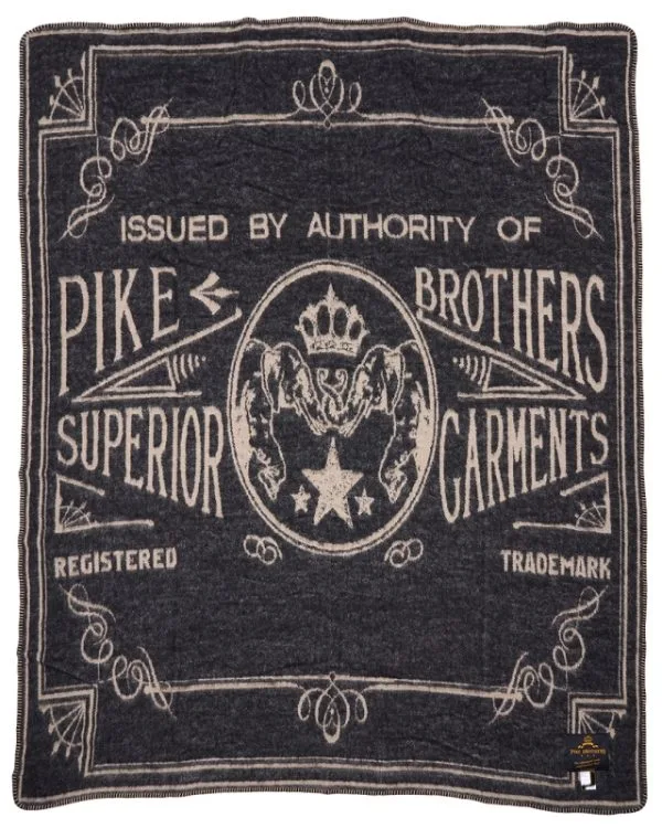 Wollen deken met bikerlogo uit 1969, vervaagd zwart - Pike Brothers