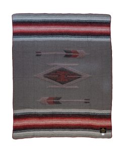 Couverture laine Pike Brothers 1969 Orilla Grey - motifs ethniques gris minéral