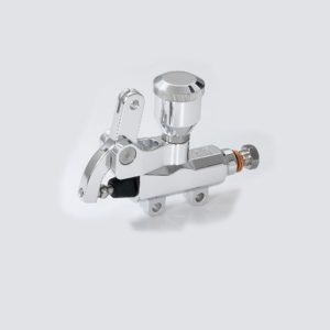 Cilindro maestro de freno para motocicleta Kustomtech, cilindro maestro Harley personalizado con cable y depósito de aceite de aluminio pulido, vista principal