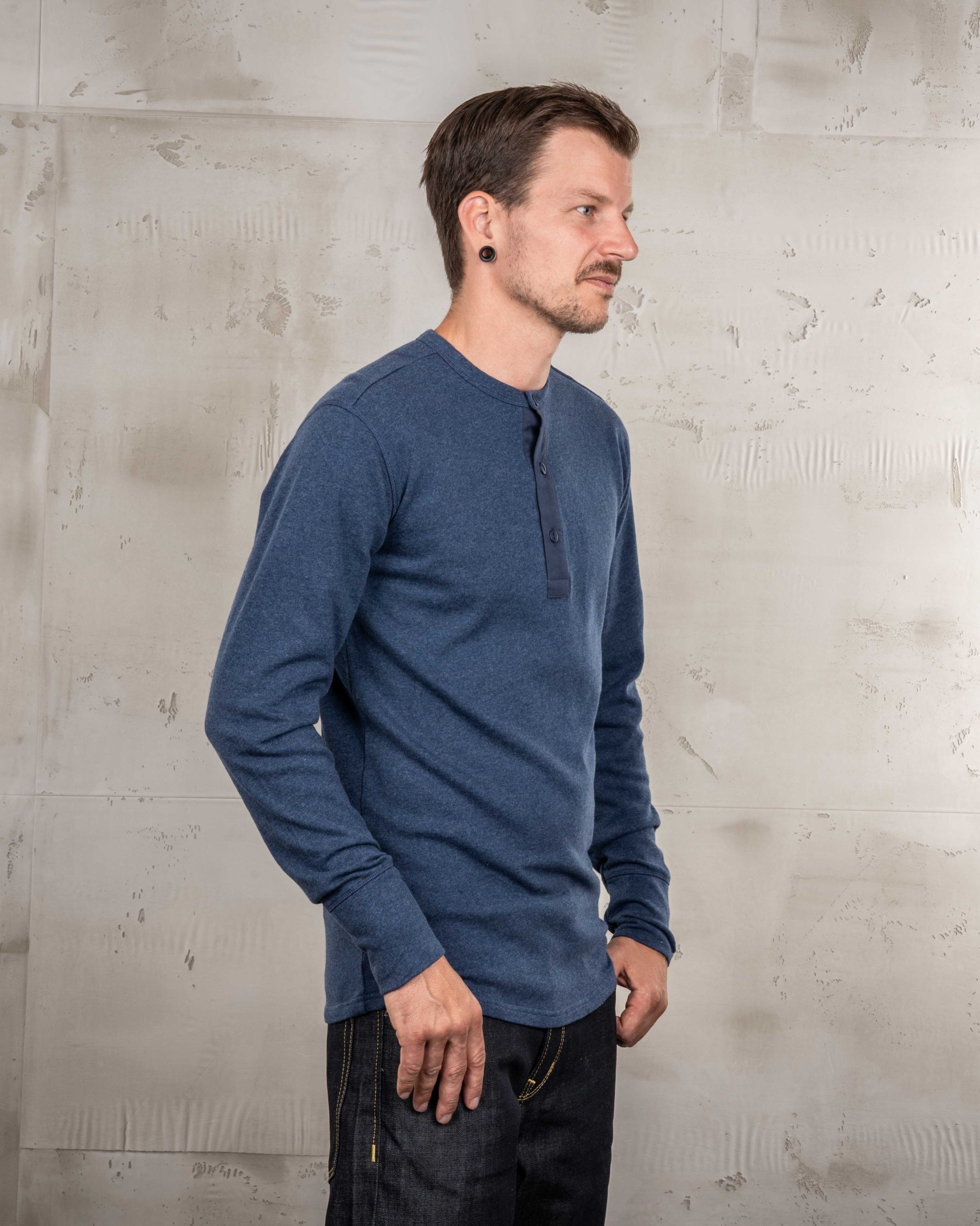 Chemise Utility Manches Longues - 1954 Utility Shirt Long Sleeve Indigo Melange Pike Brothers — vue 2