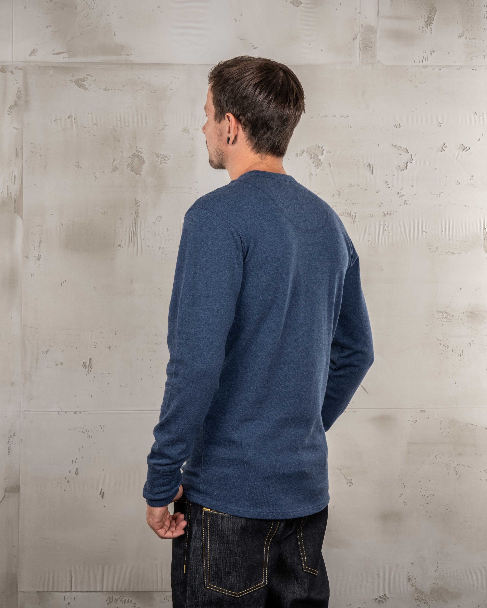 Chemise Utility Manches Longues - 1954 Utility Shirt Long Sleeve Indigo Melange Pike Brothers — vue 3