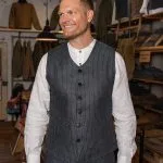 Camicia da uomo con colletto alla Mao - 1923 Buccanoy Shirt Linen Ecru Pike Brothers — vista 2