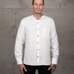 Camicia da uomo con colletto alla Mao - 1923 Buccanoy Shirt Linen Ecru Pike Brothers — vista 3