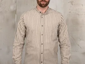 Chemise Col Mao Homme - 1923 Buccanoy Shirt Iwaki Grey Pike Brothers — vue 1
