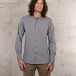 Chemise Col Mao Homme - 1923 Buccanoy Shirt grey striped Pike Brothers — vue 1