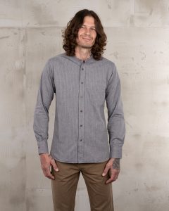 Chemise Col Mao Homme - 1923 Buccanoy Shirt grey striped Pike Brothers — vue 1