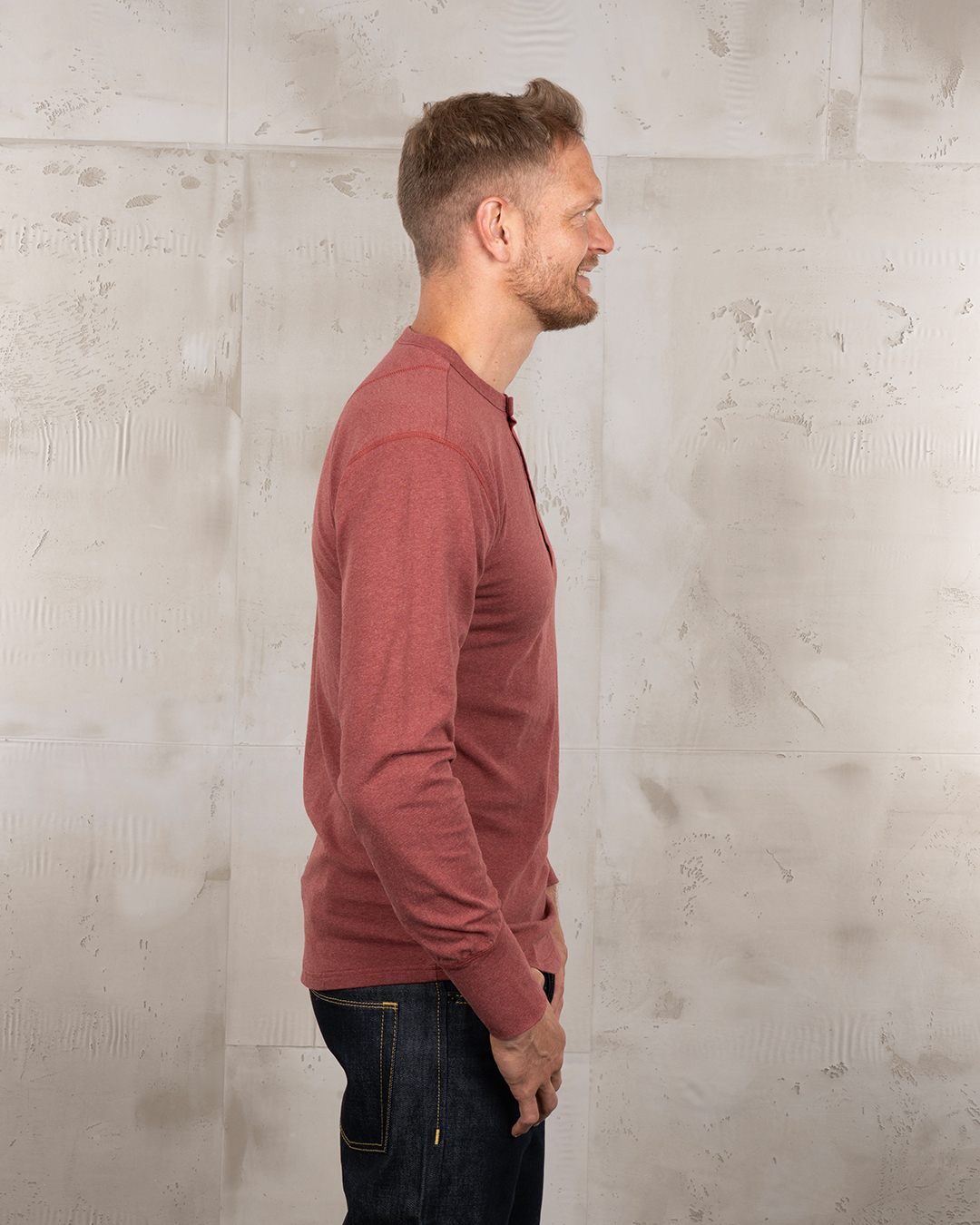 Chemise Henley Manches Longues - 1927 Henley Shirt Long Sleeve Granate Red Pike Brothers — vue 3