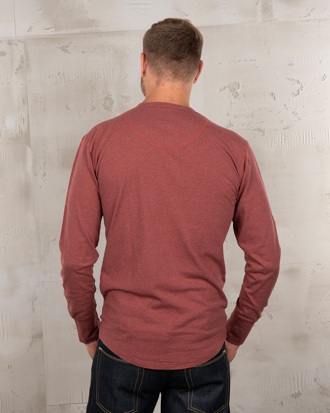 Chemise Henley Manches Longues - 1927 Henley Shirt Long Sleeve Granate Red Pike Brothers — vue 4