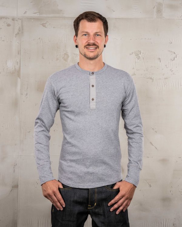 Chemise Henley Manches Longues - 1927 Henley Shirt Long Sleeve Light Grey Pike Brothers