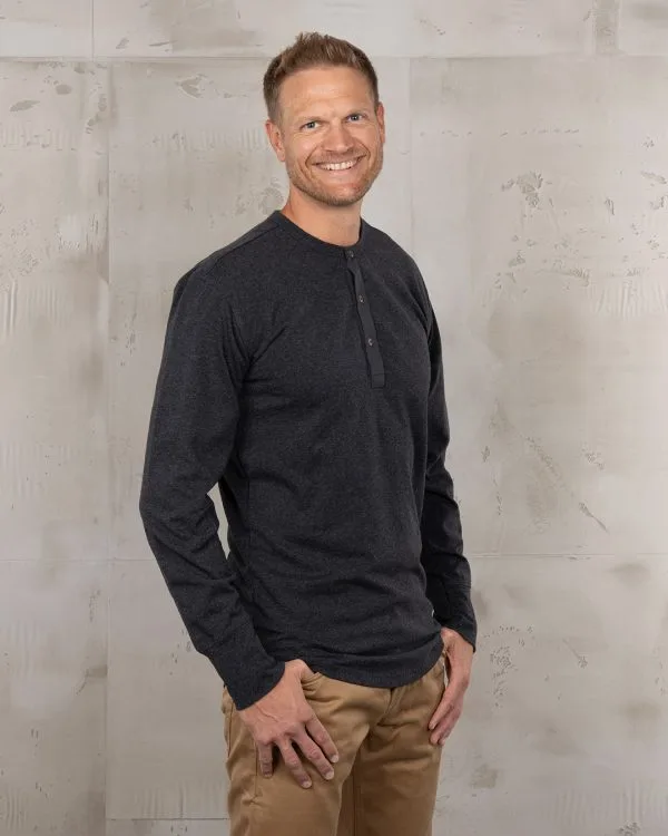 Henley-shirt met lange mouwen - Henley-shirt met lange mouwen uit 1927, ijzergrijs, Pike Brothers