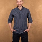 Men's Mao Collar Shirt - 1923 Buccanoy Shirt Beaumont Blue Pike Brothers — view 1