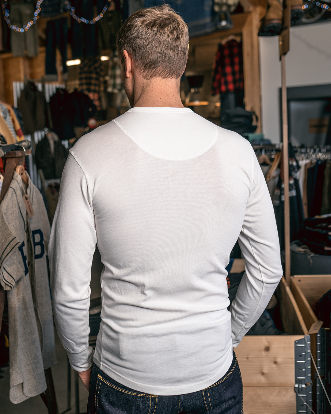 Chemise Henley Manches Longues - 1927 Henley Shirt Long Sleeve Ecru Pike Brothers — vue 2