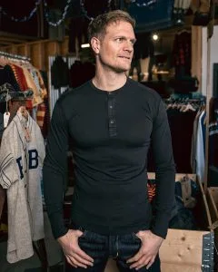 Long Sleeve Henley Shirt - 1927 Henley Shirt Long Sleeve Faded Black Pike Brothers — view 1