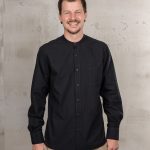 Camicia da uomo con colletto alla Mao - Camicia Buccanoy 1923 in chambray nero Pike Brothers — vista 1