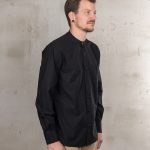 Camicia da uomo con colletto alla Mao - Camicia Buccanoy 1923 in chambray nero Pike Brothers — vista 2