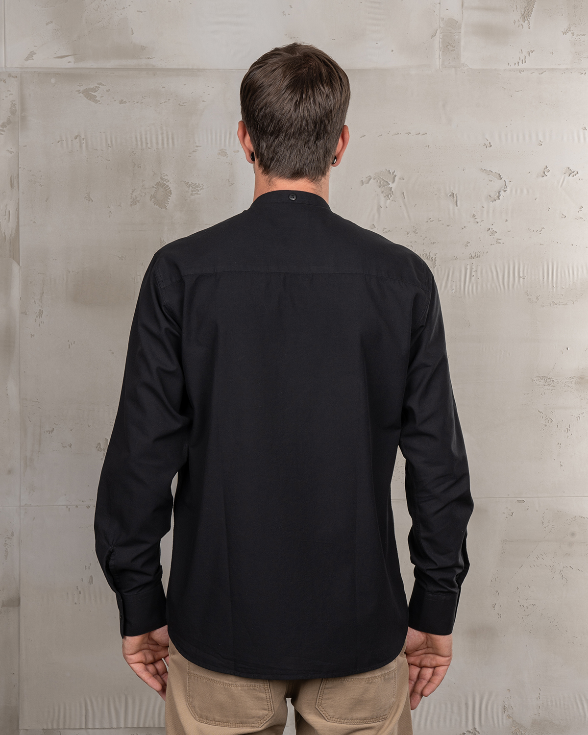 Chemise Col Mao Homme - 1923 Buccanoy Shirt Black Chambray Pike Brothers — vue 4