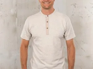 Henley-shirt met korte mouwen - Henley-shirt met korte mouwen uit 1927, ecru melange, Pike Brothers — afbeelding 1