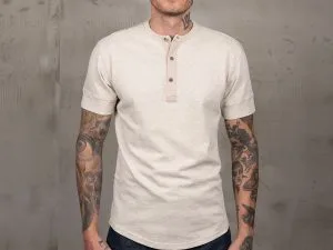 Henley shirt met korte mouwen - 1927 Henley shirt met korte mouwen, havermoutkleur, Pike Brothers — afbeelding 1