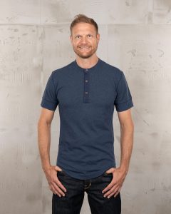 Chemise Henley Manches Courtes - 1927 Henley Shirt Short Sleeve Indigo Melange Pike Brothers — vue 1