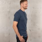 Chemise Henley Manches Courtes - 1927 Henley Shirt Short Sleeve Indigo Melange Pike Brothers — vue 3