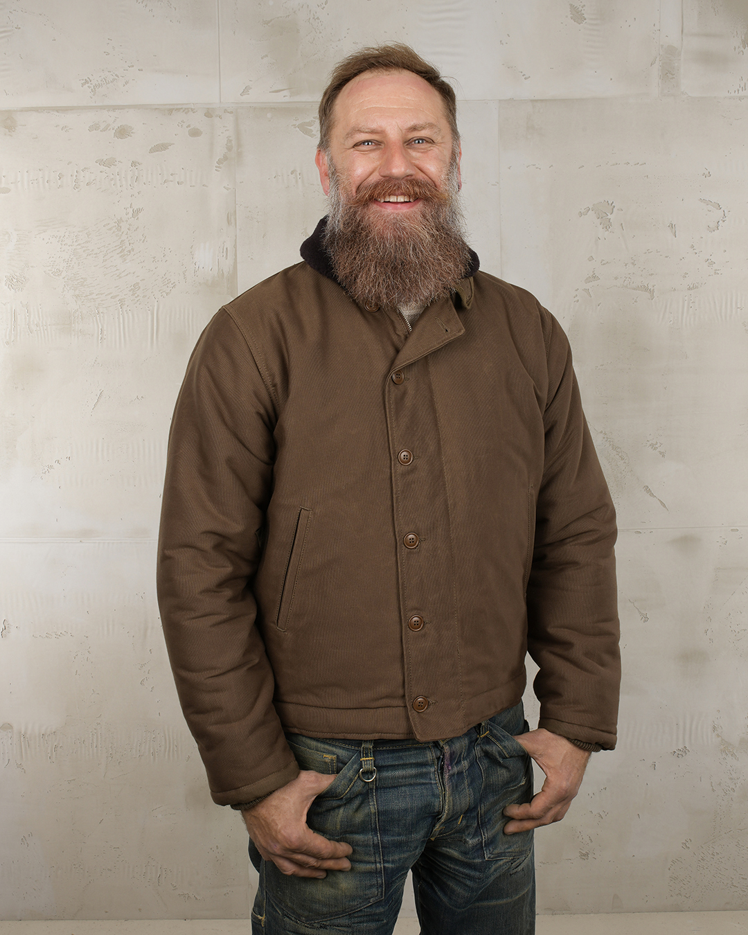 1944 N1 Deck Jacket Waxed Khaki Pike Brothers - vue avant