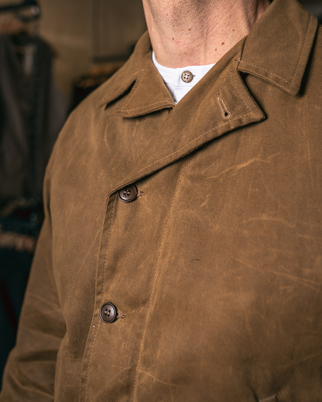 Pike Brothers 1945 N4 Deck Jacket Waxed Doha détail boutons